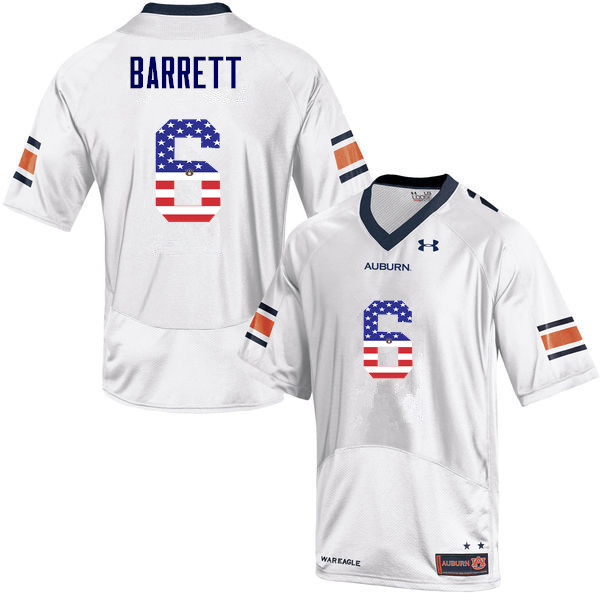 Men #6 Devan Barrett Auburn Tigers USA Flag Fashion College Football Jerseys-White - Click Image to Close